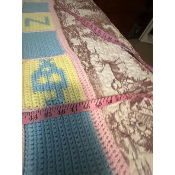 Handmade Toddler Baby Throw Crochet Alphabet ABC Blanket 42" x 49" - Picture 3 of 3